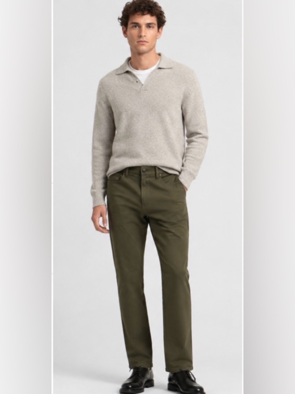 Theory Men's Olive Straight-Leg Ponte Chinos